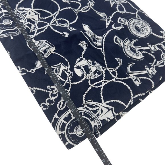Talbots Vintage Womens Nautical Navy-White Print Wrap Midi Skirt Size 4 Tie Wais - Picture 4 of 15